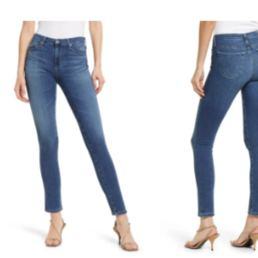 AG SUPER SKINNY ANKLE JEANS in LEGGING WASH  27w +MEASUREMENTS 98%Cotton